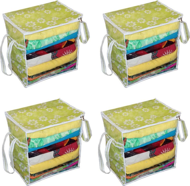 AI_GFB_04 Designer Standard Size Non Woven Saree Cover Box Green Box Pack of 4 AI_GFB_04  (Green)