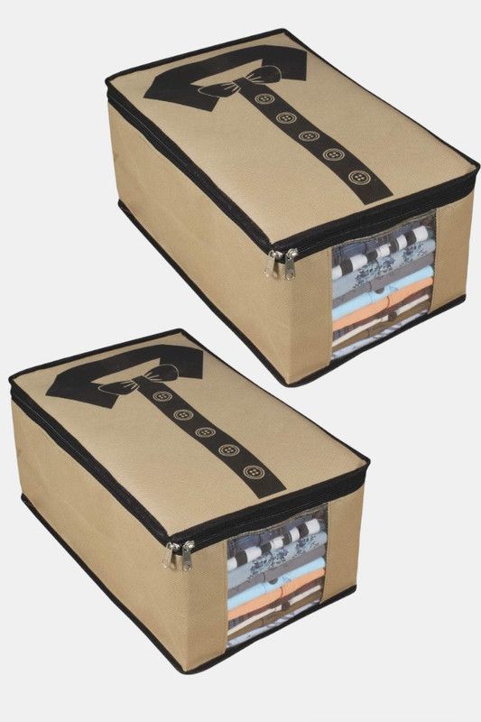 Shirt Storage Bag Shirt Cover Clothe Storage Organizer Shirt Organiser & storage bag Pack of 2 Beige Brown  (Beige Brown)