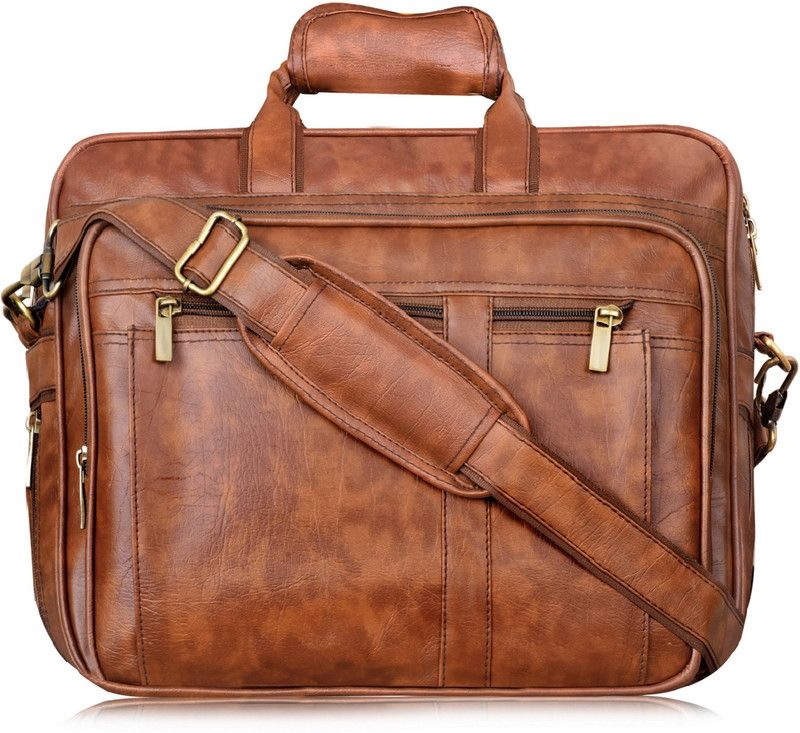 GIRGIT SI Unisex Professional Waterproof Leather Messenger Office Laptop Bag 15.6 inch Waterproof Messenger Bag  (Tan, 30 L)