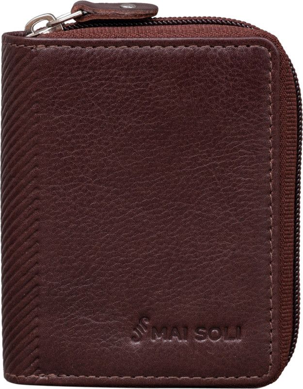 Men Brown Genuine Leather Card Holder - Regular Size  (11 Card Slots)