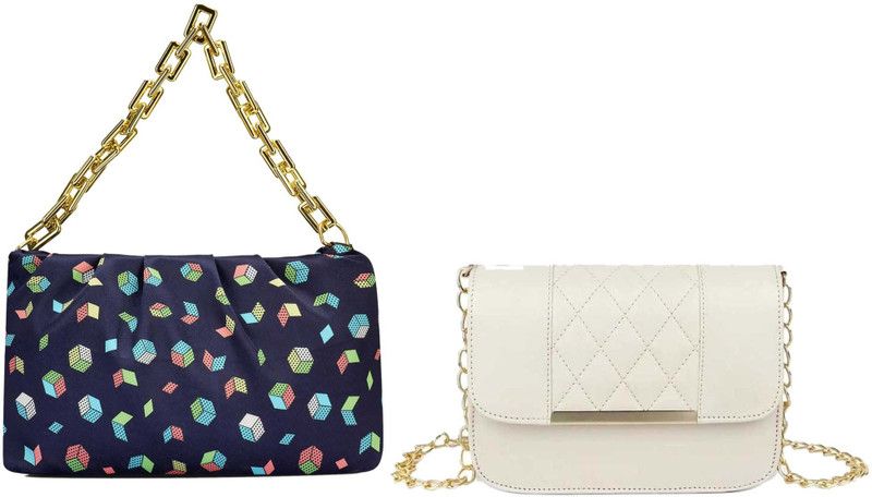 Blue, White Girls Sling Bag  (Pack of 2)