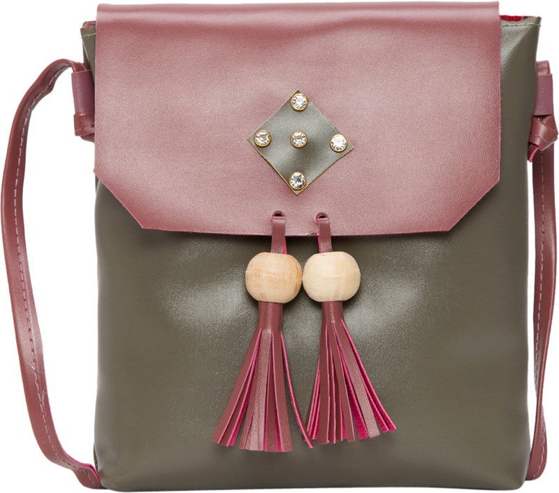 Green, Maroon Women Sling Bag - Medium
