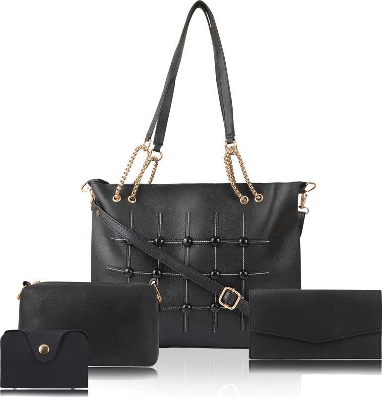 Women Black Hand-held Bag - Extra Spacious  (Pack of: 4)