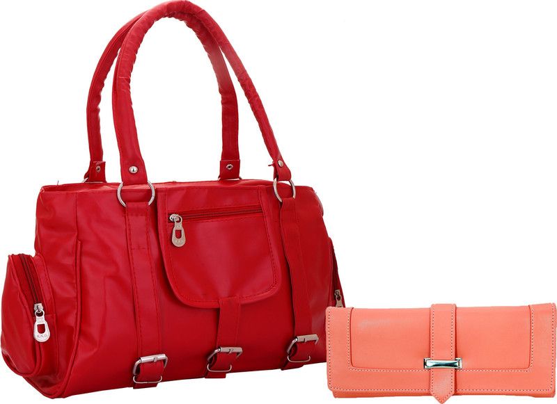 Women Red, Pink Shoulder Bag - Extra Spacious  (Pack of: 2)