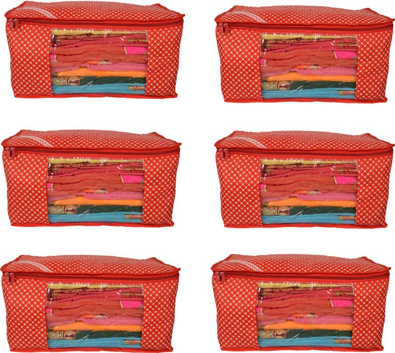 Fancy Walas Presents Cotton Saree Cover Storage Bags for Clothes FW0040_RED_-PK06  (Red)