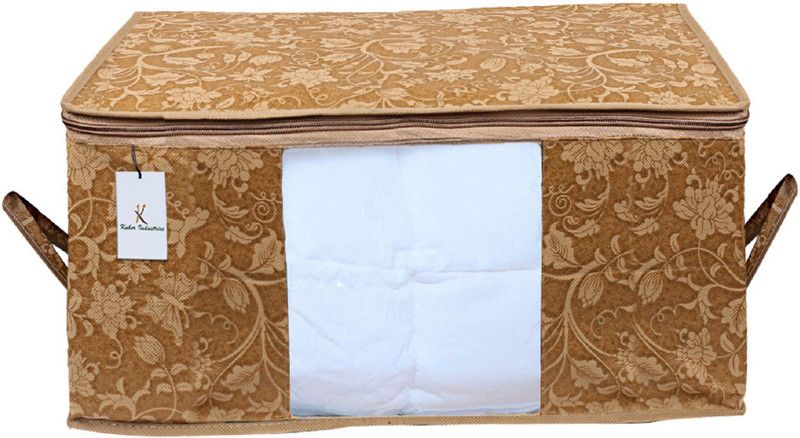 KUBER INDUSTRIES Metalic Flower Underbed Storage,Storage Organiser,Set of 1 Pc - CTKNEW338 CTKNEW0338  (Beige)