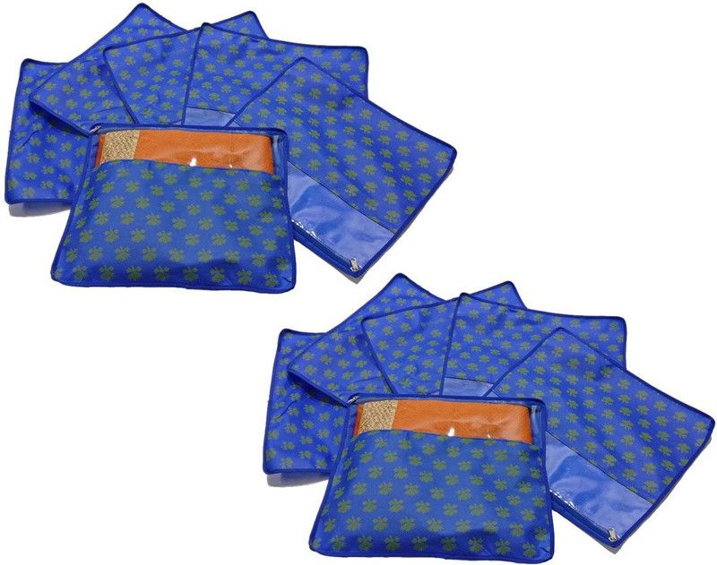 PrettyKrafts Saree orgonizer Single Saree Covers, Printed Design, Foldable Wardrobe Organizer shopsy_F1287_Blue12  (Blue)