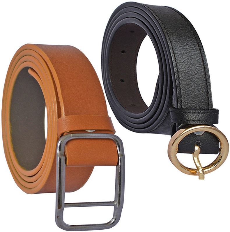 Women Casual Tan, Black Synthetic Belt