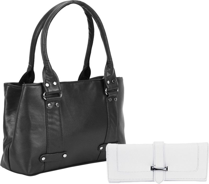 Women White, Black Shoulder Bag - Extra Spacious  (Pack of: 2)