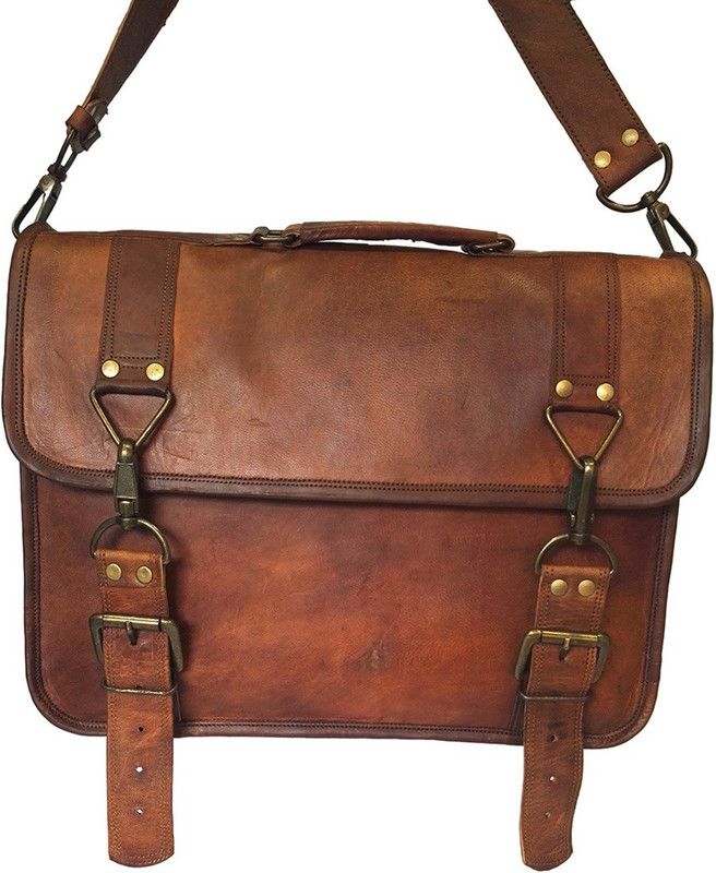 Vintage Handmade Brown Bags Genuine Leather Shoulder Messenger Office Laptop Bag Medium Briefcase - For Men  (Brown)