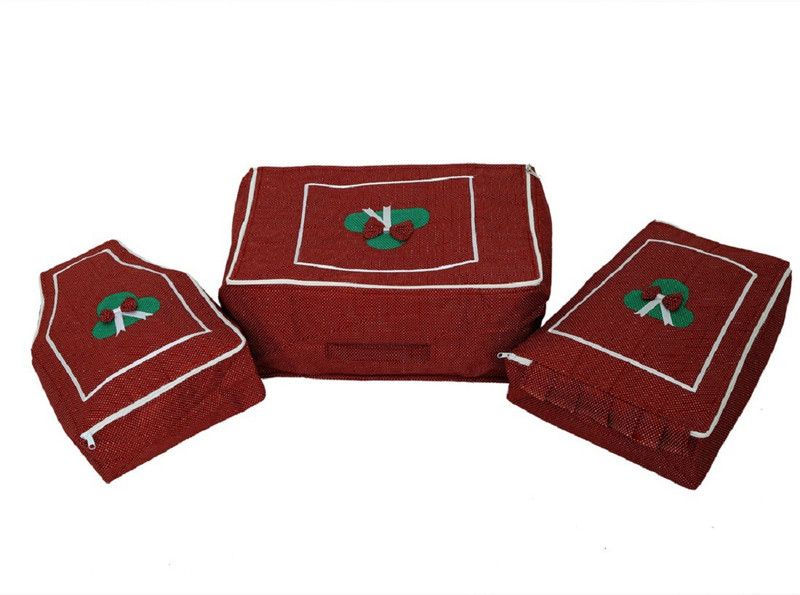 KUBER INDUSTRIES Designer " Large Size Saree Cover Blouse Cover & Peticot Cover Set Of 3 Pcs (CottonMaterial) Maroon Color Textured Dotted -KI3182 " KI650311  (Multicolor)