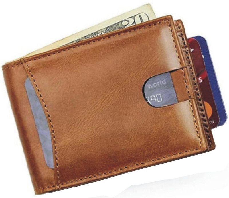Men Brown Genuine Leather RFID Wallet - Mini  (5 Card Slots)