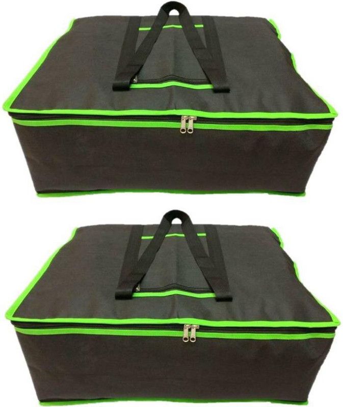 Aadhya Plain Pack of 2 Quilt blankets bed-sheets cover Multipurpose Large Travel Bag (Green)  (Green)