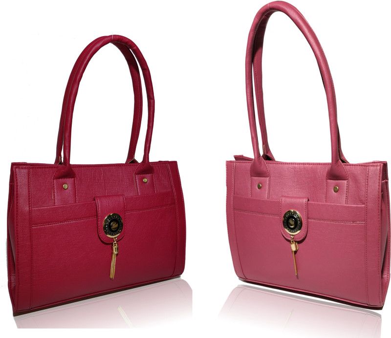 Women Purple, Maroon Hand-held Bag - Extra Spacious  (Pack of: 2)