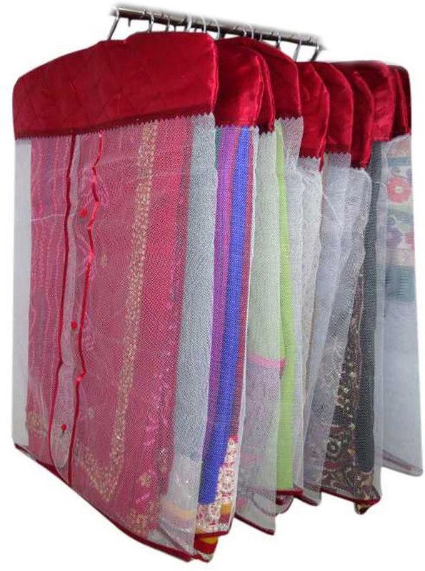 Fashion Bizz Premium Satin Hanging Saree Cover Set Of 12  (Maroon)