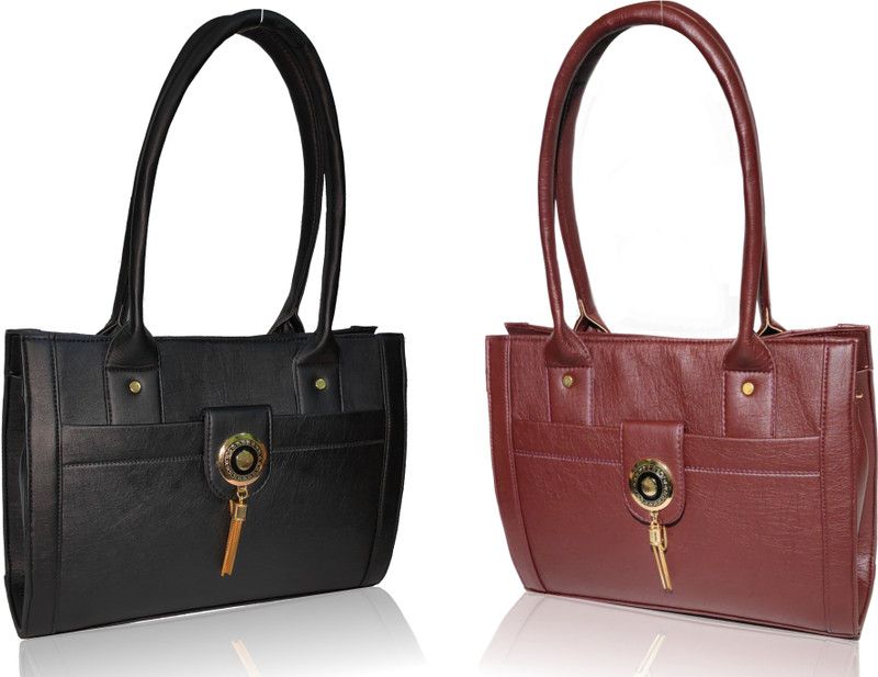 Women Brown, Black Hand-held Bag - Extra Spacious  (Pack of: 2)