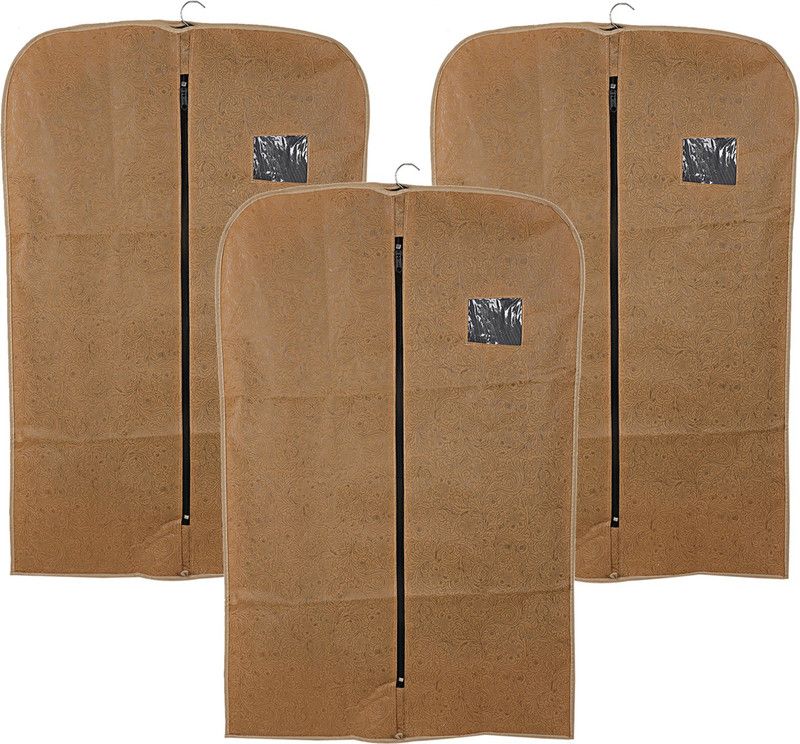 KUBER INDUSTRIES Embossed Non woven 3 Pieces Men’s Coat Blazer Cover (Beige) -CTKTC5829 CTKTC05829  (Beige)