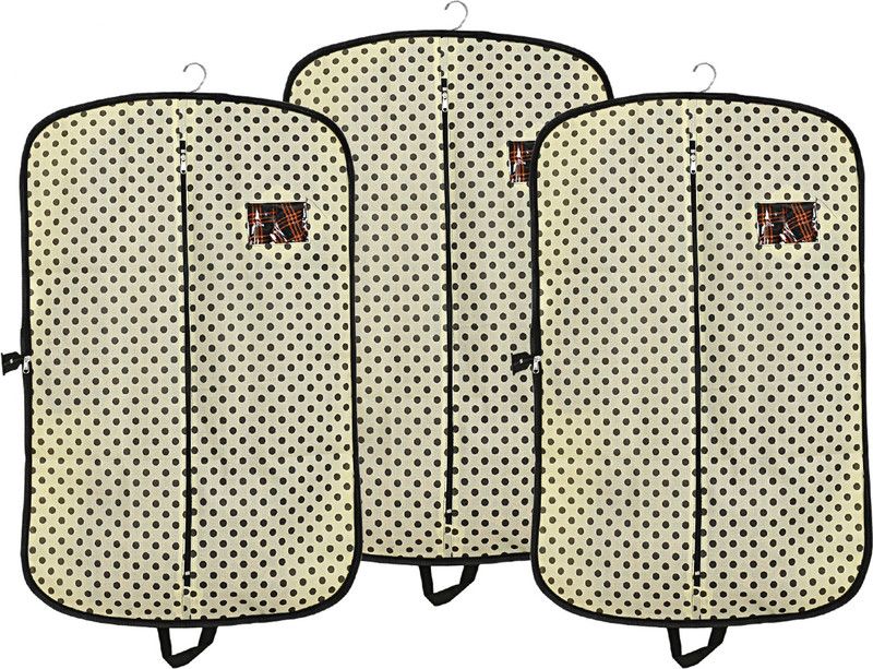 KUBER INDUSTRIES Coat cover 3 Pieces Foldable Non Woven Coat/Blazer Cover (Cream) CTKTC02419  (Cream)