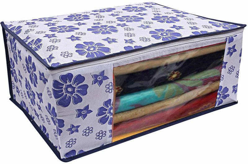 KUBER INDUSTRIES Flower 9 Piece Non Woven Saree Cover Set, CTKNEW0170  (Royal Blue)
