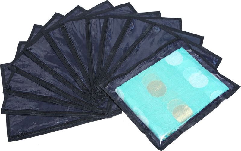 KUBER INDUSTRIES Designer Single Packing Saree Cover 12 pcs set (Black) PackingSPB03  (Black)