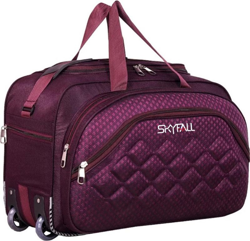 60 L Strolley Duffel Bag - Epoch Nylon 60 litres Waterproof Strolley Duffle Bag- 2 Wheels, PURPLE - Purple - Large Capacity
