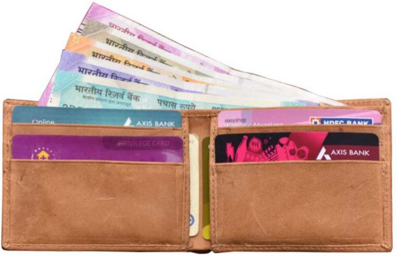 Men Casual Brown Genuine Leather Wrist Wallet - Mini  (8 Card Slots)