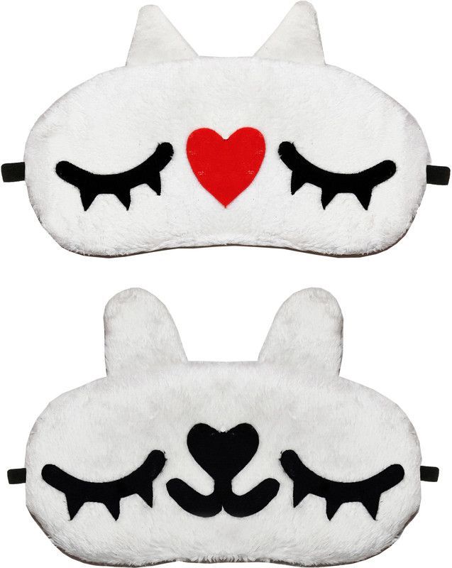 Juzzii Velvet Cute Cartoon Sleeping Eye Mask for Men Women Girl Boy M.No.34-36 Eye Shade  (White)