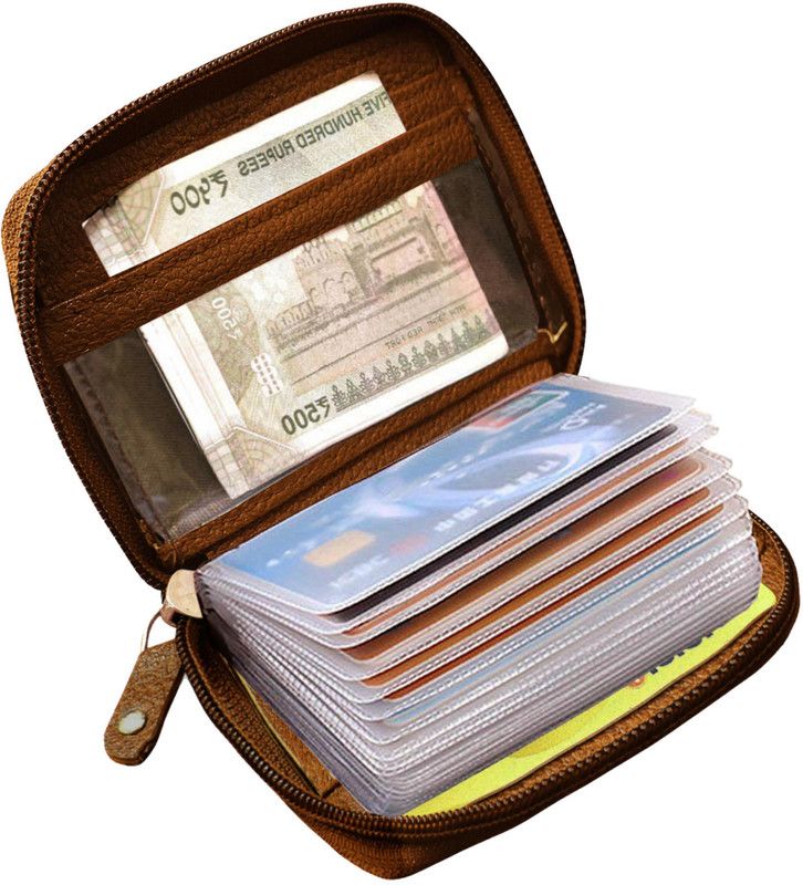 Men Tan Genuine Leather Card Holder - Regular Size  (2 Card Slots)