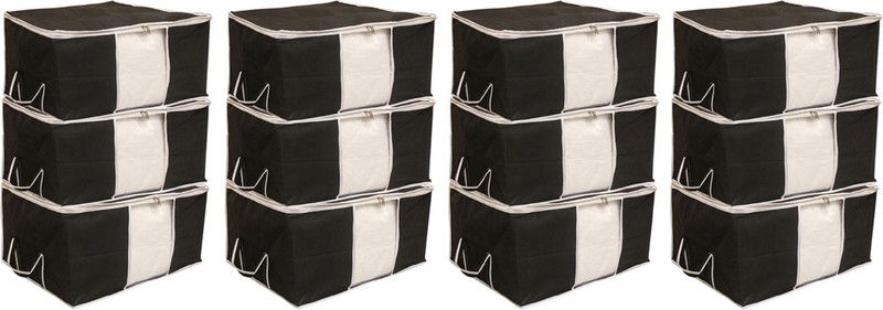 KUBER INDUSTRIES Underbed Storage Non Woven Underbed Storage Bag, Extra Large Set of 12 Pcs, Black CTSN050  (Black)