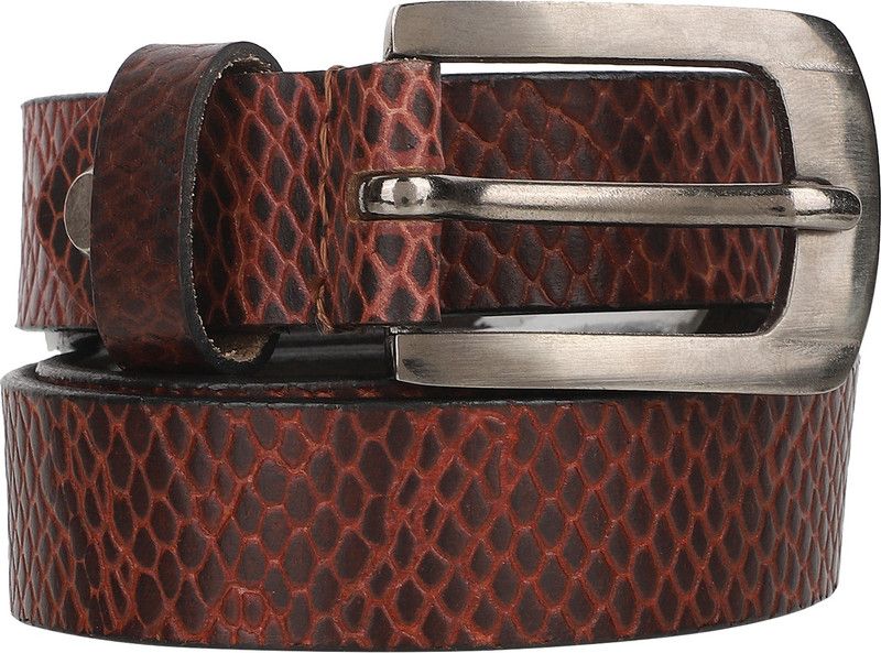 Women Casual Maroon Genuine Leather Belt