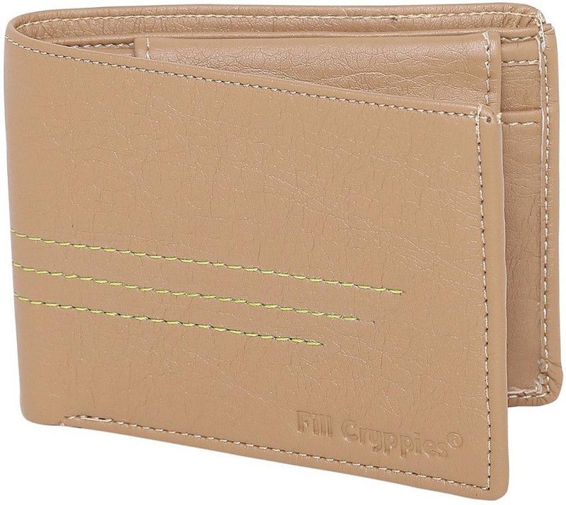 Men Beige Artificial Leather Wallet - Regular Size  (6 Card Slots)