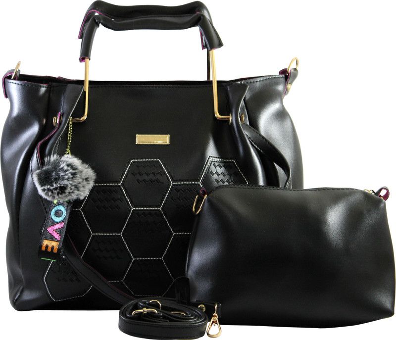 Women Black Shoulder Bag - Extra Spacious  (Pack of: 2)