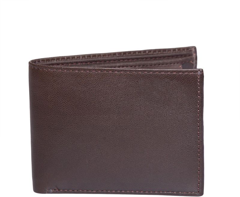 Men Casual Brown Genuine Leather Wallet - Regular Size  (4 Card Slots)