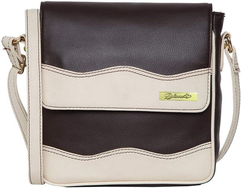 Brown, White Girls Sling Bag - Extra Large