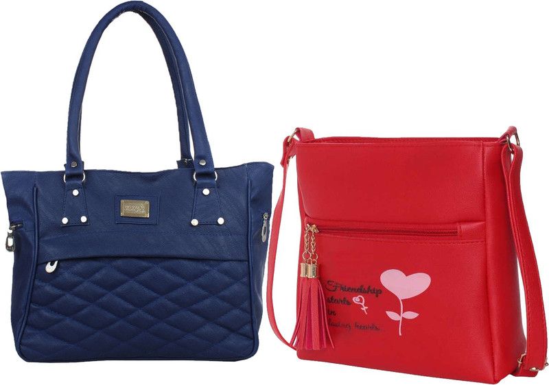 Women Blue, Red Shoulder Bag - Regular Size  (Pack of: 2)