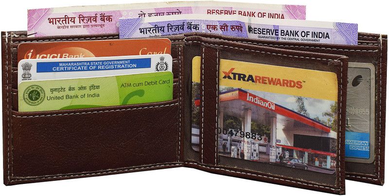 Women Brown Genuine Leather Money Clip - Regular Size  (5 Card Slots)