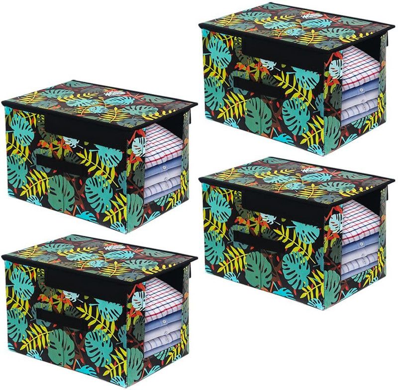 PrettyKrafts Shirt cover orgonizer Shirt Stacker Cloth Storage Foldable Wardrobe Organizer with Cover Lid shopsy_F2223_Greenleaf4  (Green)