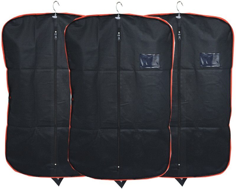 KUBER INDUSTRIES Designer Men's Coat Blazer cover Foldover Breathable Garment Bag Suit cover Set of 3 Pcs SAREESCKU8959  (Black)