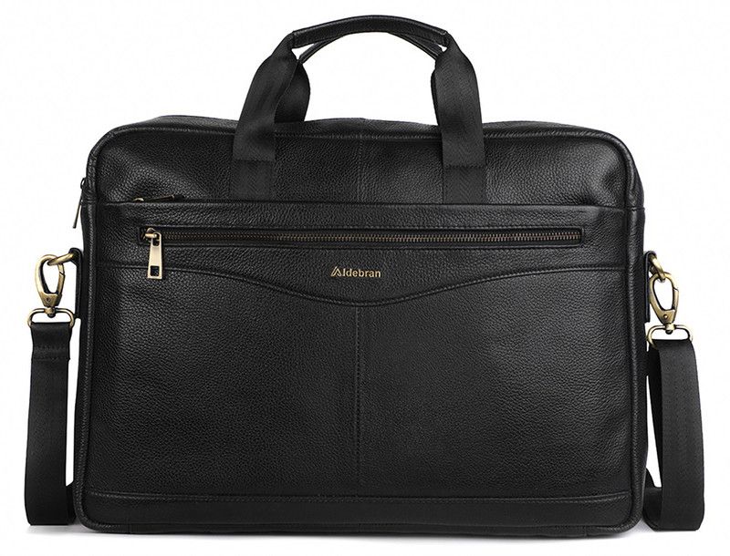 aldebran Leather Laptop Bag Waterproof Multipurpose Bag  (Black, 17 inch)