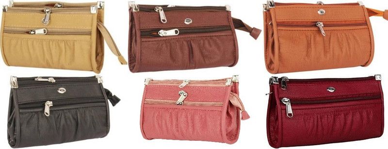 Casual Tan, Beige, Black, Brown, Pink, Maroon Clutch - Regular Size  (Pack of: 6)