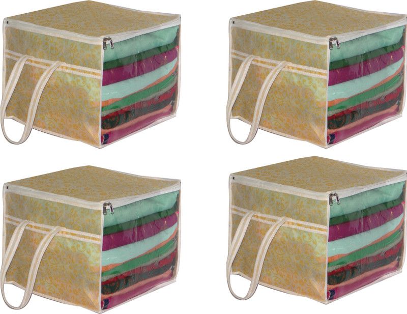 SF_Yellow Box_04 Present Yellow Flower Printed Saree Cover Box (Pack of 4) SF_Yellow Box_04  (Yellow)