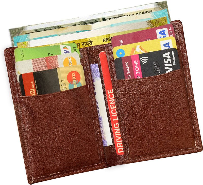 Men Tan Genuine Leather Document Holder - Mini  (6 Card Slots)