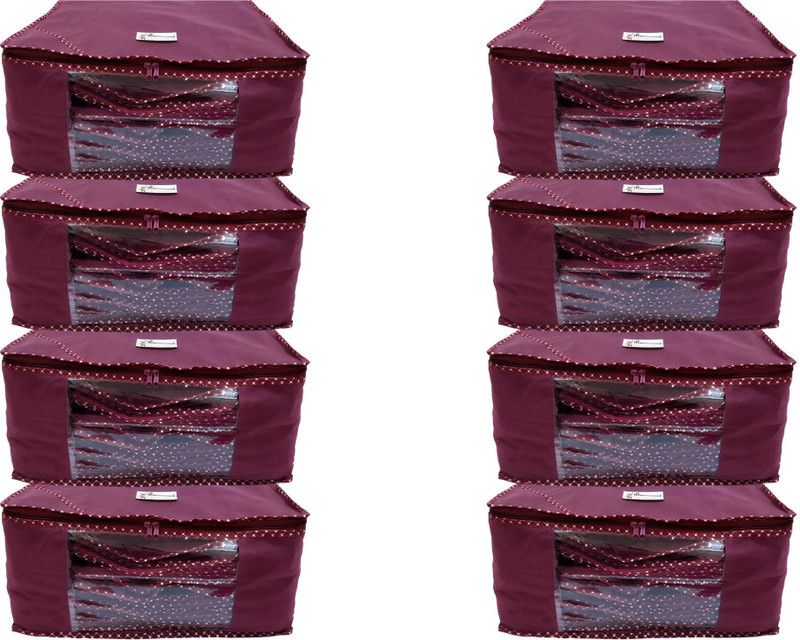 Shree Shyam Products Maroon Non Woven Box Saree Cover 8 Pcs Set Capacity Min 5 Sarees SS-113_MAROON_8 PCS  (Maroon)