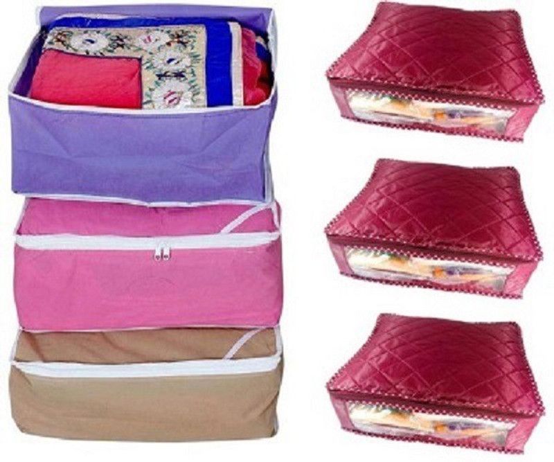 MOTHERLAND Designer Saree Cover Regular MLRD  (Purple, Maroon, Red, Pink, Cream)