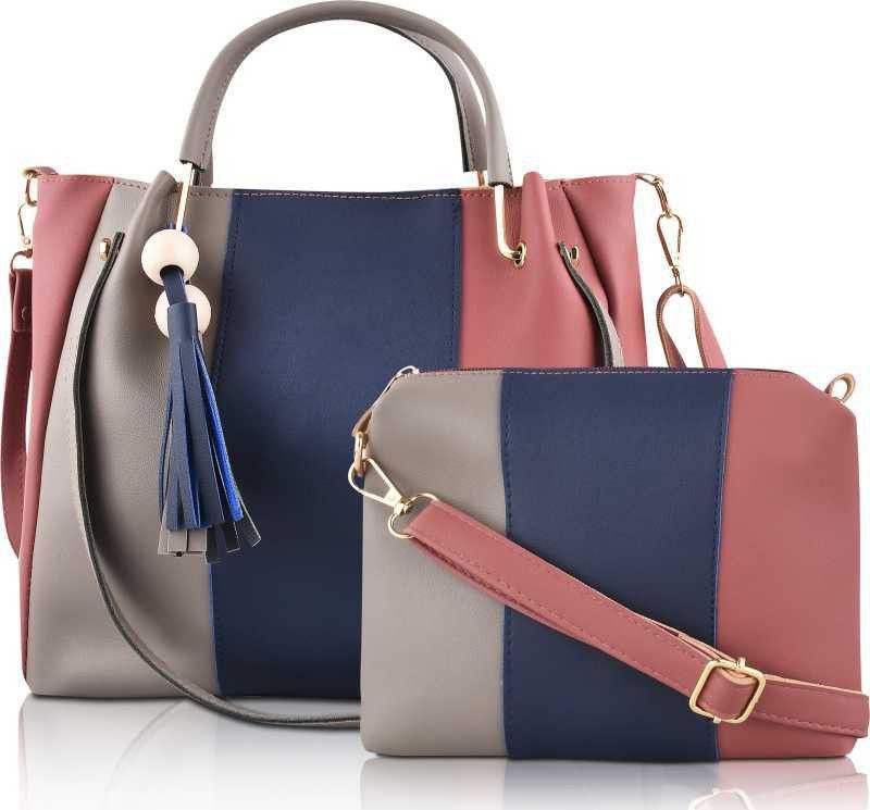 Women Brown, Pink Satchel  (Pack of: 2)