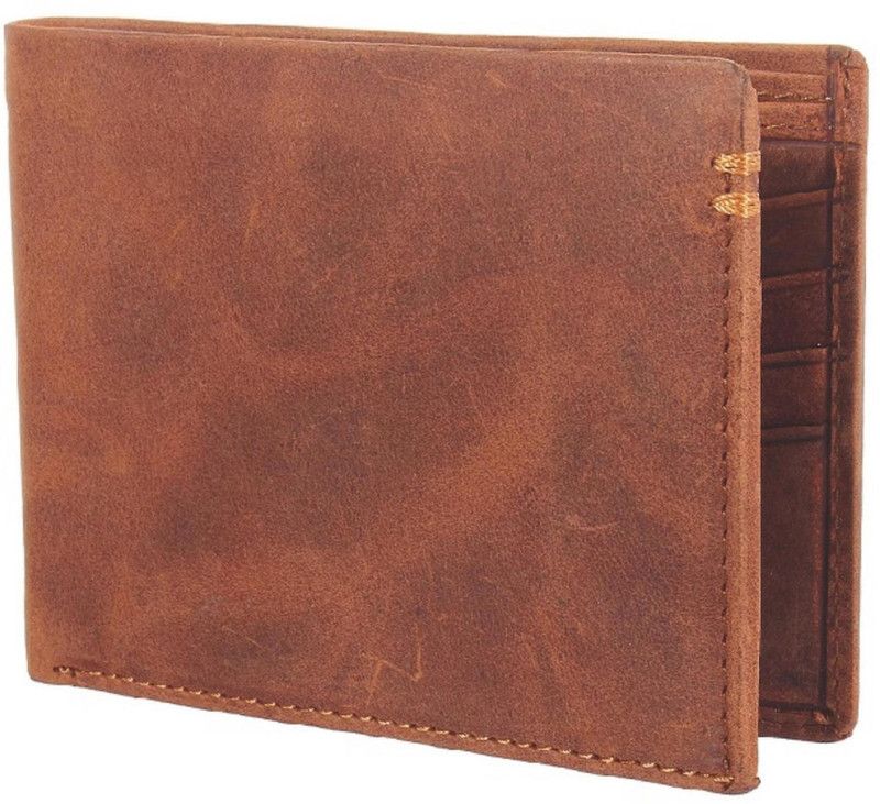 Men Brown Genuine Leather RFID Wallet - Regular Size  (10 Card Slots)