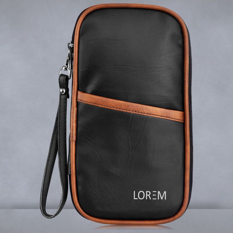 LOREM Family Passport, Cheque Book, Cards Travel Holder / Organizer for Unisex UF-OG04  (Black, Tan)