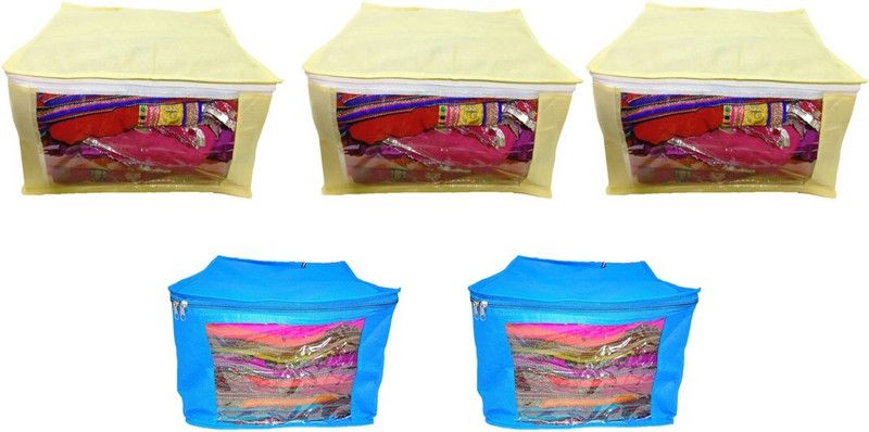 Aadhya combo Non Woven Saree Cover pack of 5 k  (Multicolor)