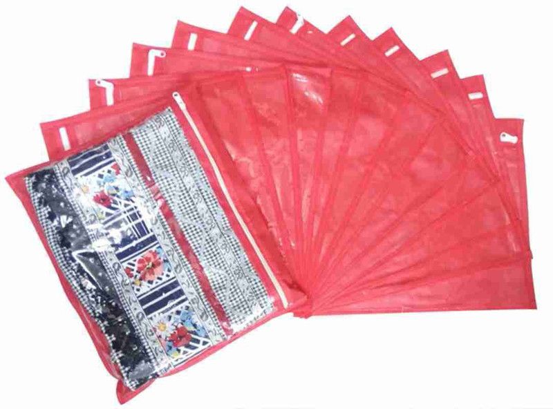 Tiarakrafts Single packing Saree Cover/Suit Cover/Cloths cover Red Set Of 012  (Red)