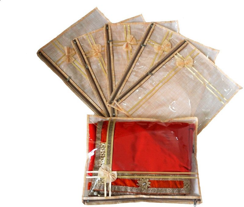 Prem Industries Saree Cover/ Lahenga Cover/ Wardrobe Organiser / Regular Clothes Bag Saree Cover/ Lahenga Cover/ Wardrobe Organiser / Regular Clothes Bag SK0163  (Gold)